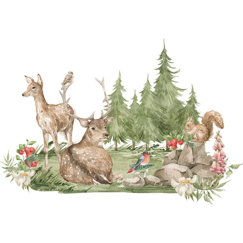 Tropisk regnskov planter tropiske dyr serie tapet baggrundsklistermærker wallstickers selvklæbende: Qz0491-06