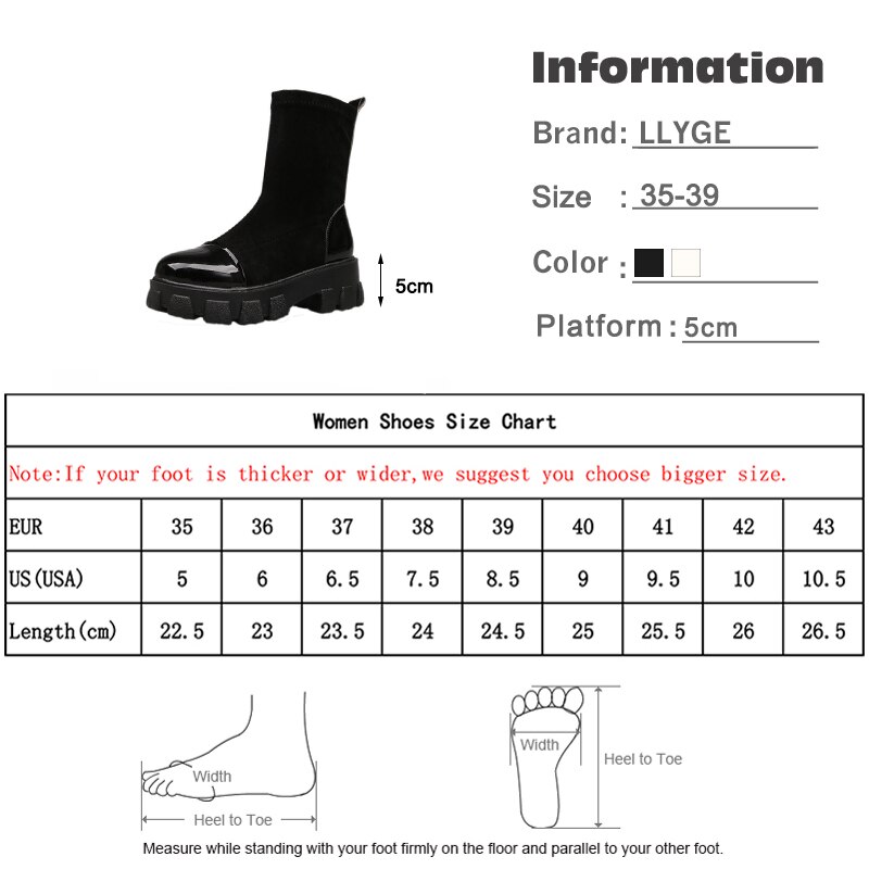 Vrouwen Sok Laarzen Pu Lederen Dames Platform Enkellaars Vrouwelijke Slip Op Flock Ronde Neus Schoenen Kantoor Voor Vrouw Botas mujer Mode