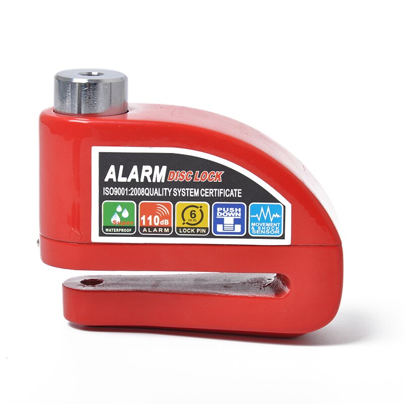 waterproof motorcycle alarm lock bike lock security anti-theft lock moto disc brake lock hexagonal wrench Keys: Red