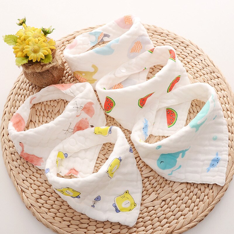 Muslin Baby Slabbers - Cartoon Dierenprint - Katoen Bandana Smock - Unisex Baby Spuugdoekjes