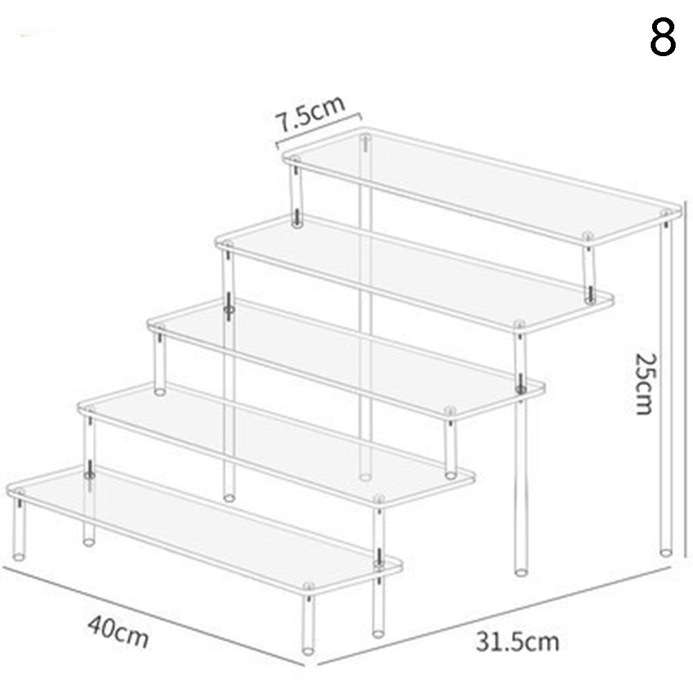 Acrylic Display Stand Pottery Storage Rack Doll Clay Figurine Display Stand Transparent Ladder Makeup Organization Shelf