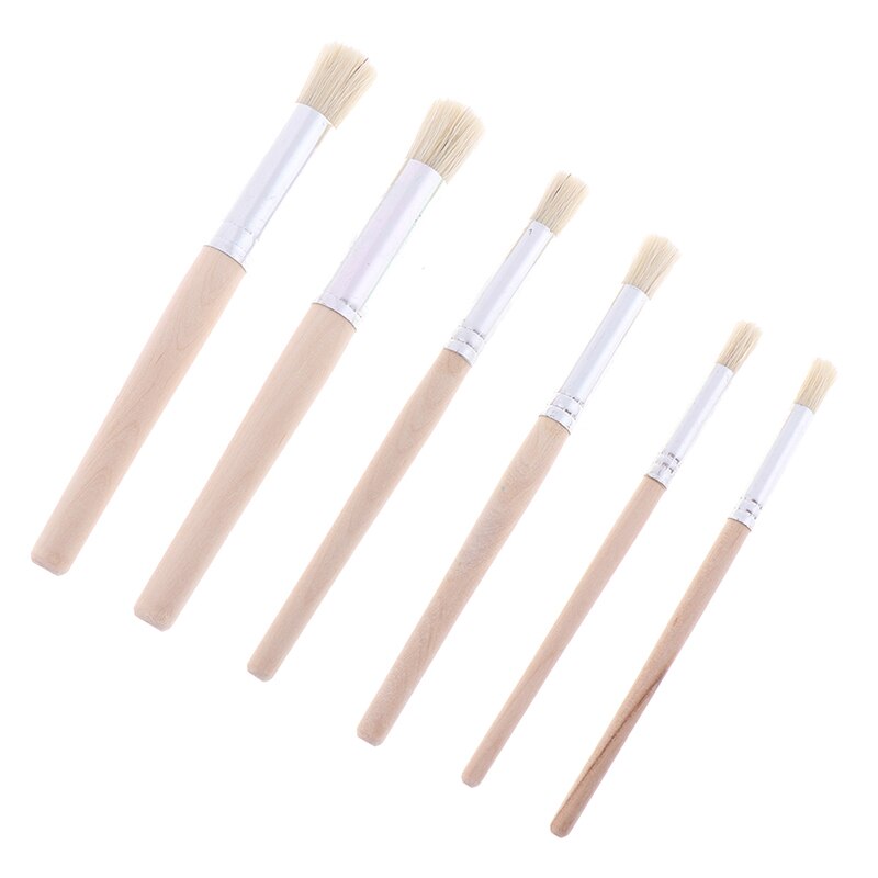 6Pcs Hout Staven Haren Tekening Hollow Template Borstel Acryl Olie Borstel Schilderij Borstel Set Art Supplies