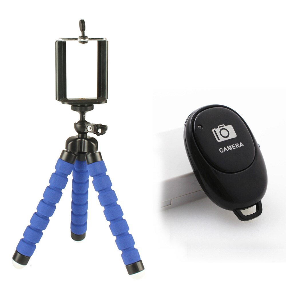 mini elastyczny statyw ośmiornica lekki uchwyt na stół klips robić telefonu pilot Bluetooth robić iPhone 11 zawodowiec XS Max XR 5 6s 7 8 plus: niebieski i Bluetooth