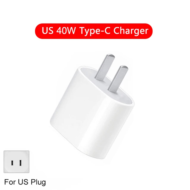 Para Apple 40W para iPhone cargador USB tipo C cargador rápido para iPhone 16 15 14 13 12 11 pro Max Plus PD cable de carga Accesorios: US
