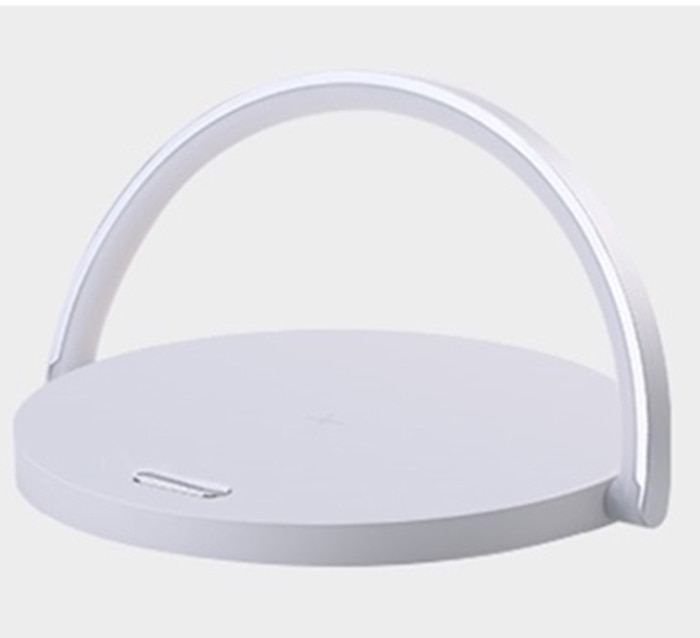 Cargador inalámbrico con Altavoz Bluetooth para IPhone 13, lámpara de mesa de madera de alta potencia, soporte para teléfono móvil, lámpara de carga inalámbrica, altavoz: no speaker white