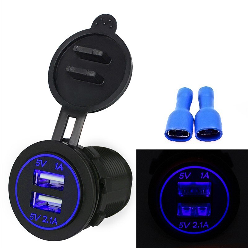 Chargeur USB universel pour moto et bateau | modèle, chargeur de voiture, double chargeur USB avec 3. 1a charge rapide pour camions automobiles, dispositif USB pour bateau: Blue