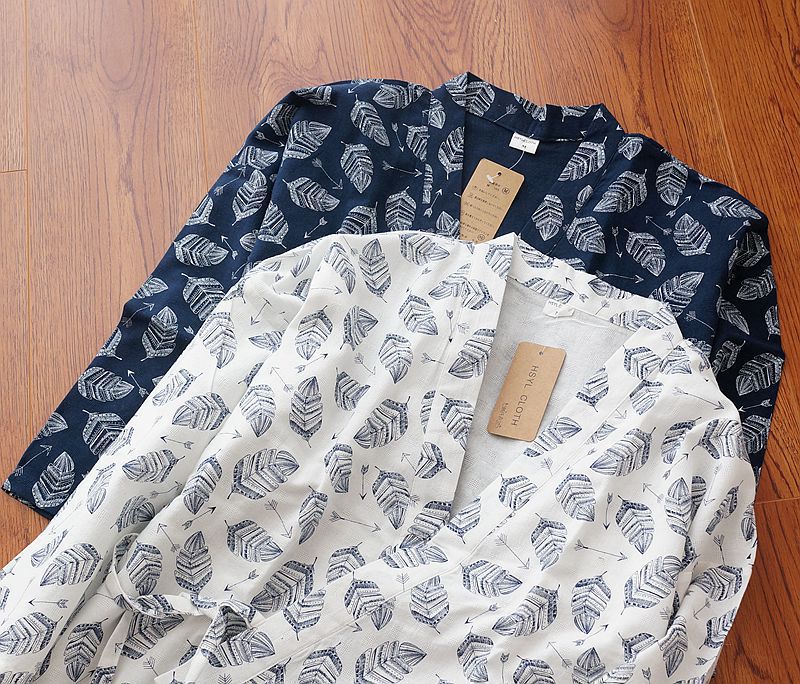 Heren Katoen Linnen Kimono Badjas Gown Haori Lente Herfst Losse Ongedwongen Nachtkleding Lange Kimono Vest Yukata Thuis Kleren