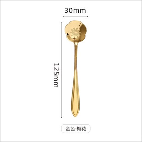 Cuillère à glace en forme de fleur de cerisier, petite poignée, créative et pratique, en acier inoxydable, en titane: 4