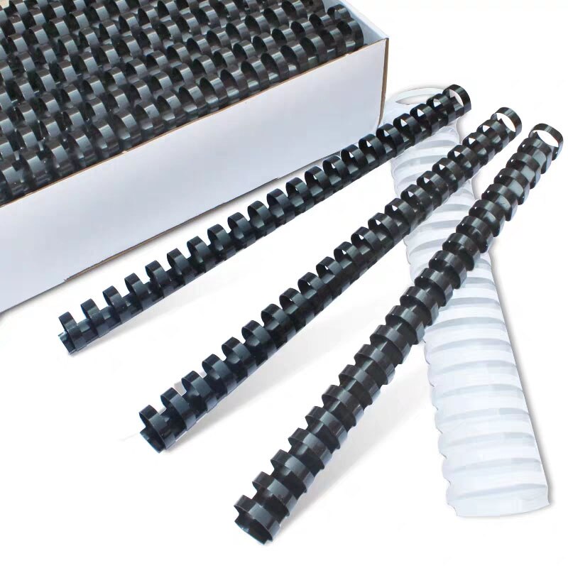 100 unids/caja 21 anillos PVC vinculante delantales 20-80 hojas A4 documentos peine encuadernación 6/8/10/12mm Notebook Oficina máquina suministros