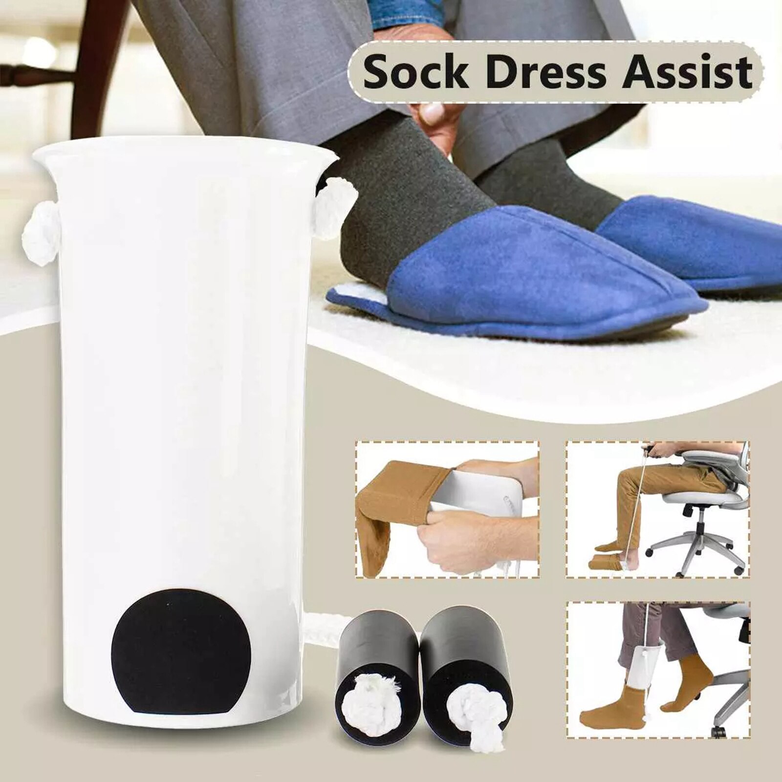 Dispositivo de ayuda deslizante para calcetines, herramienta de ayuda para calcetines, aplicador Flexible, Kit de ayuda para calcetines