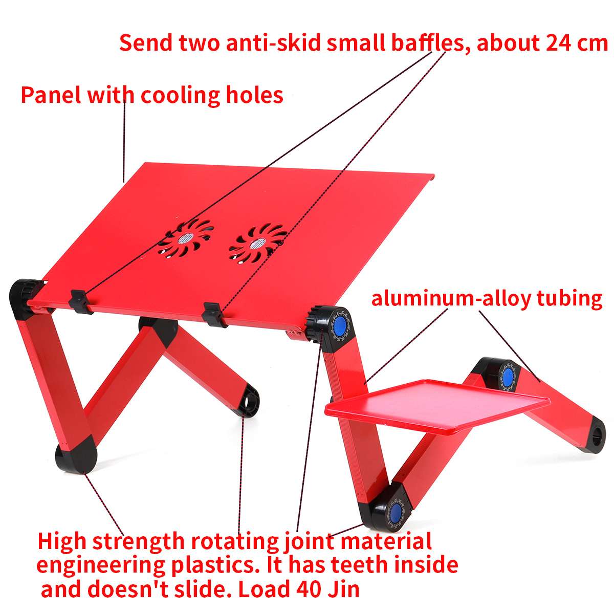 Multifunctionele ergonomische laptoptafel voor bed, draagbare bank, opvouwbare laptopstandaard, schoottafel voor notebook met muismat
