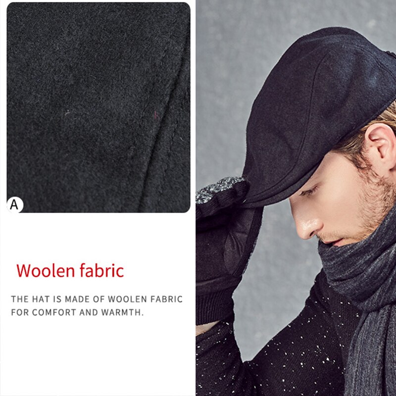 Men's Woolen duck cap warm forward hat outdoor leisure British retro Beret men's winter hat