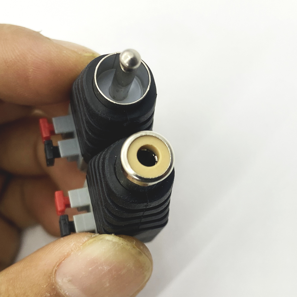 2 stks/partij RCA Audio Speaker Connector RCA Stekker Vrouwelijke Jack Draad Soldeervrije Press-on Lente Terminal Audio AV kabel Adapter