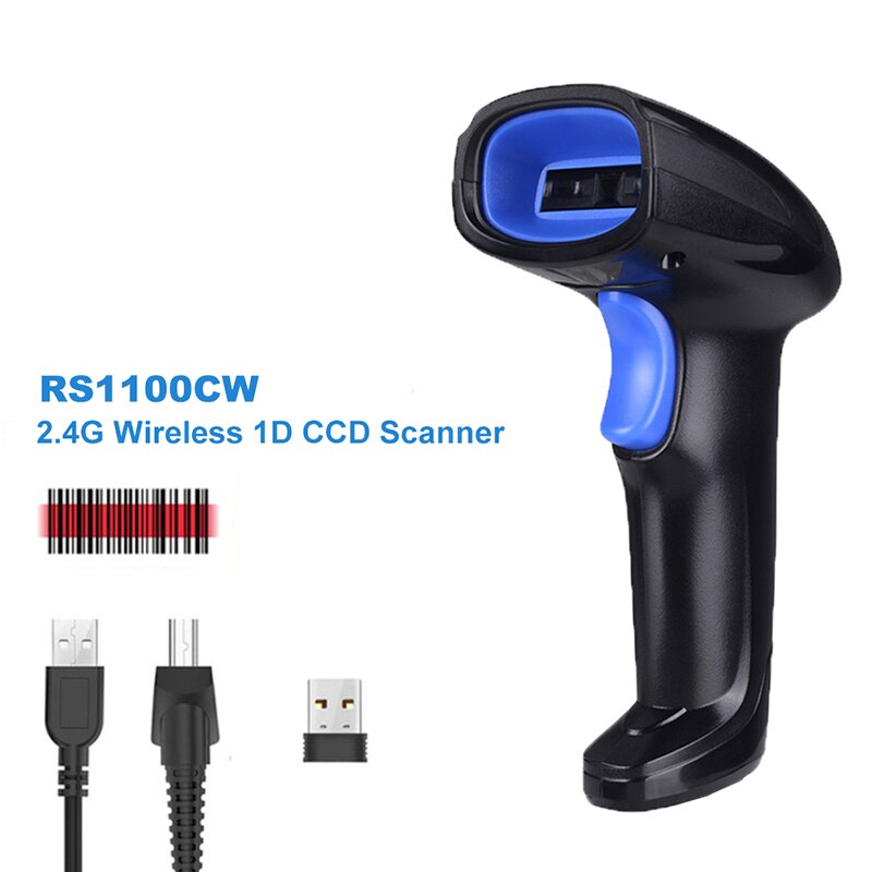 1Pc Handheld Wired 1D Ccd Barcode Scanner Pos 2D Barcode Scanning Rood Licht Reader Met usb Kabel: RS1100CW Wirless 1D