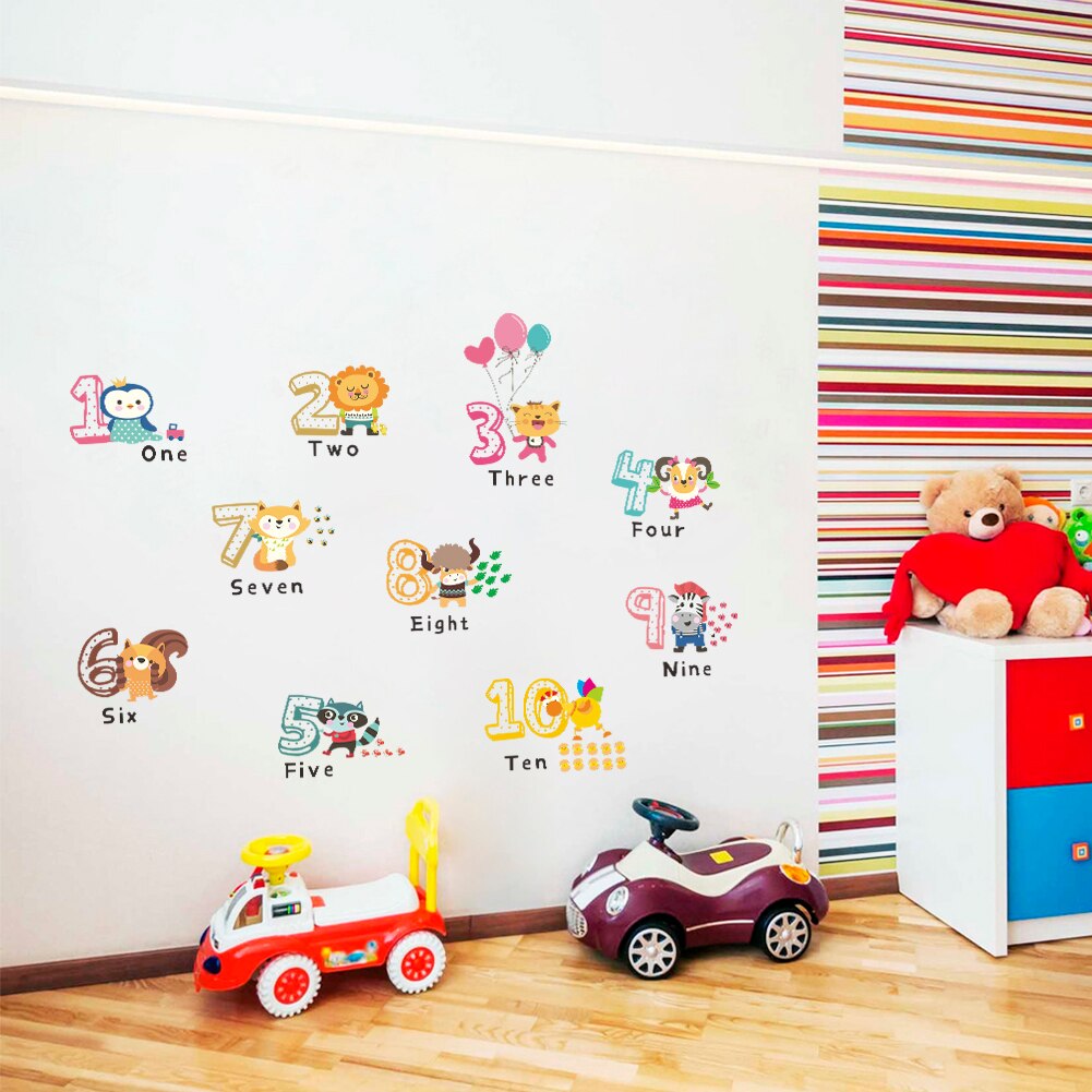 Cartoon number animal 26 letter word wall stickers children&#39;s room kindergarten early education wall stickers letter signs: 09