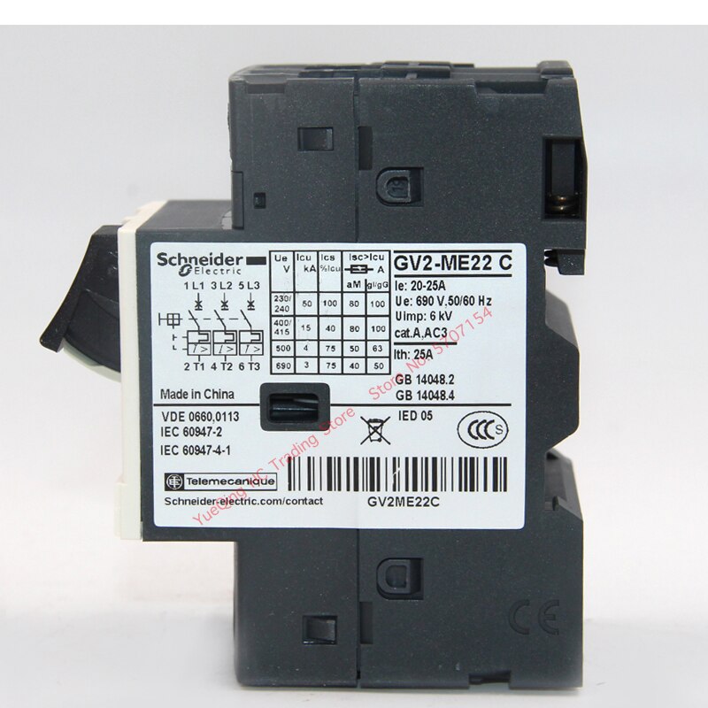 Schneider Electric GV2ME22C 20-25A Motor Thermal Magnetic Circuit Breaker Button 3P GV2-ME22C 22C Protection Switch Setting