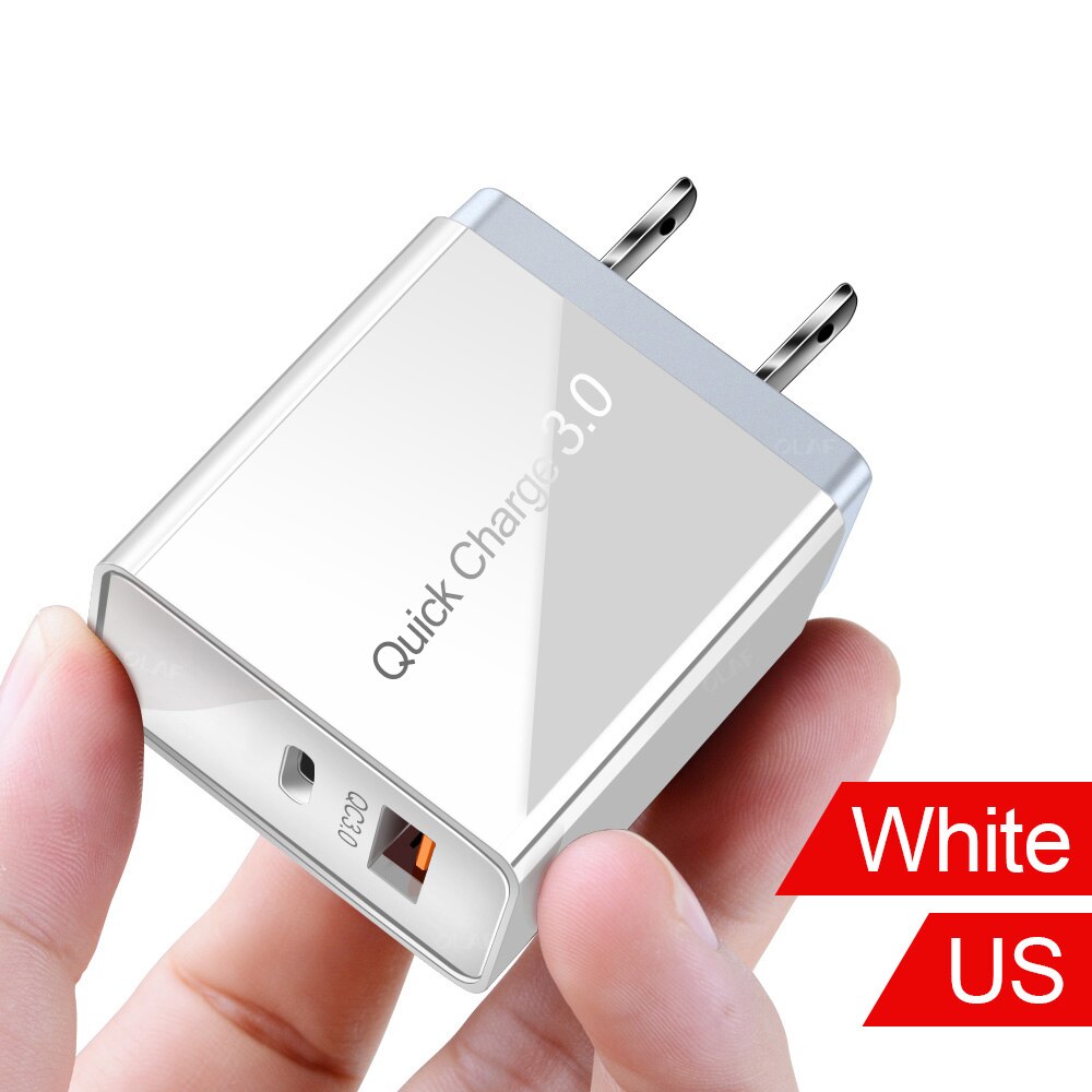 Olaf 36W Usb Charger Quick Charge 4.0 Pd 3.0 Fast Charger Us Eu Plug Adapter Supercharger Voor Iphone 11 pro X Xr 8 Xiao Mi Mi 9: US White