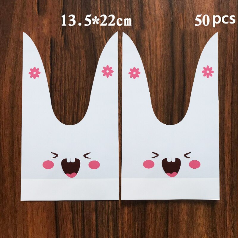 Konijn Oor Voor Sweets Bunny Verjaardag Party Goodie Bags Verpakking Bonbonniere Bag Verpakking Candy Cookie Pasen Decoratie: 50PC TeethRabbit