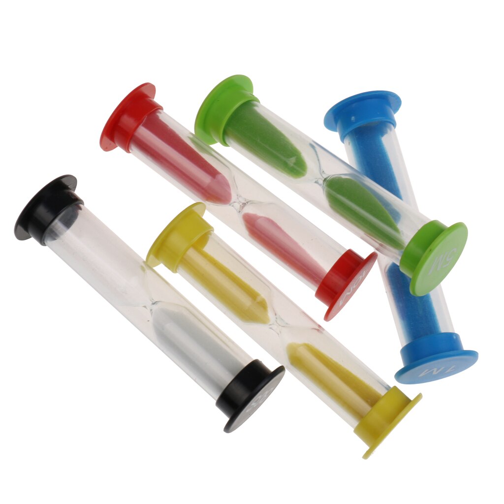 5 PCS 30 Seconds&amp;1+3+5+10 Minutes Plastic Sandglass Hourglass Timer Clock for Kitchen Bar Desk Accessory Home Decoration