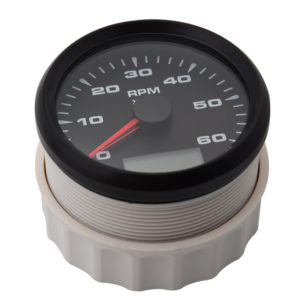 Digital 85mm båt varvräknare moto lcd timmätare 6000 varv / min mätare varvräknare för motorcykel marin bil varvräknare 9-32v varv / minut sensor