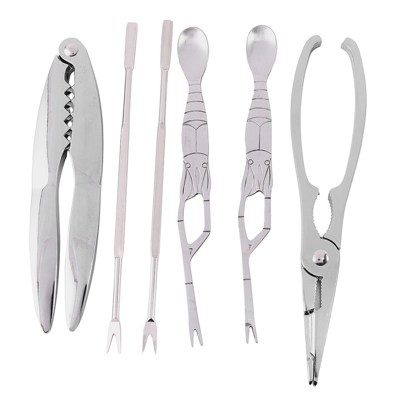 6Pcs Portable Home Eating Crabs Seafood Tool Kitchen Auxiliary Tools Eco-Friendly Clips Forks With Storage Box