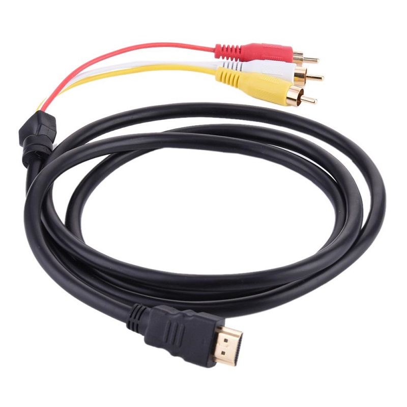 Cable AV de Audio y vídeo de 1,5 m compatible con HDMI macho a 3 adaptador RCA componente convertidor estéreo para TV HDTV DV DVD PC