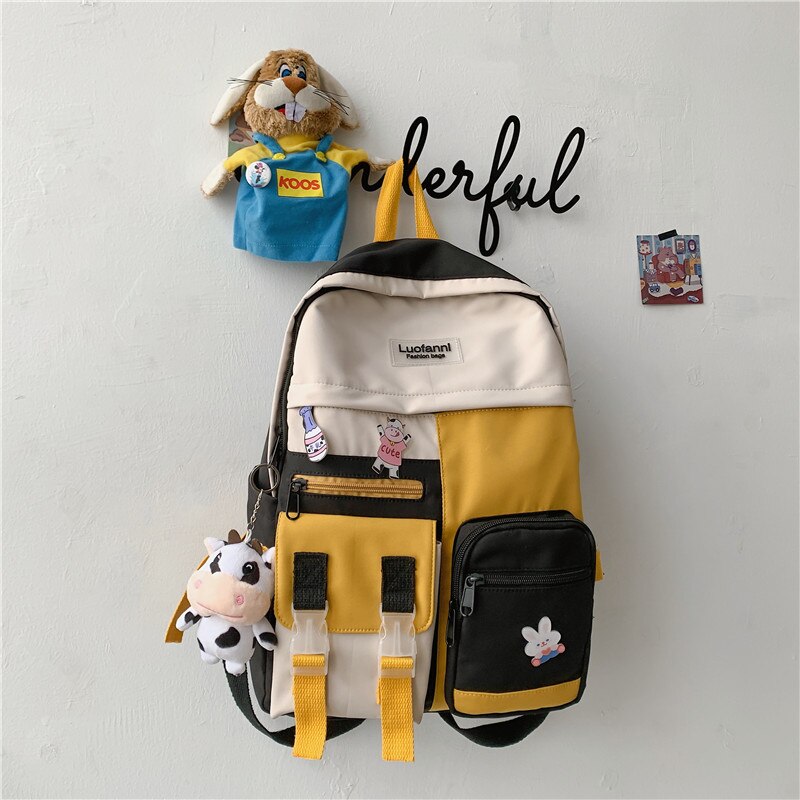 Mochila de Nylon impermeable de gran capacidad para mujer, bolso de viaje multibolsillo, escolar de gran capacidad,: black / Only backpack