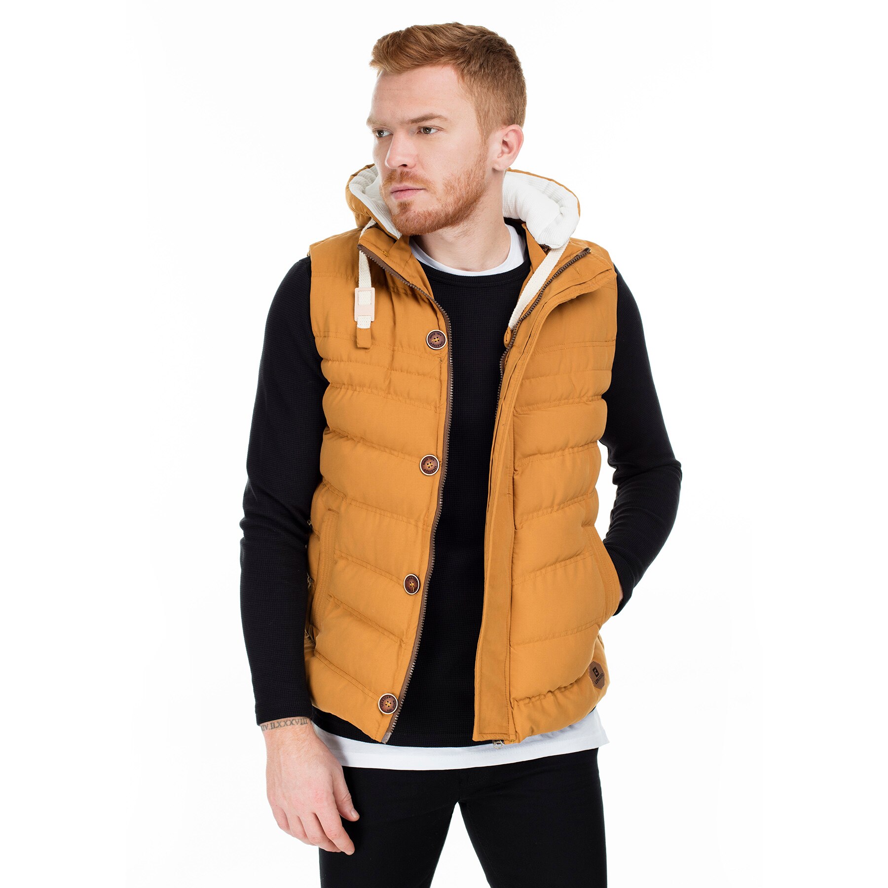 Buratti veste cintrée à capuche homme gilet 55619 K5618: Mustard / S
