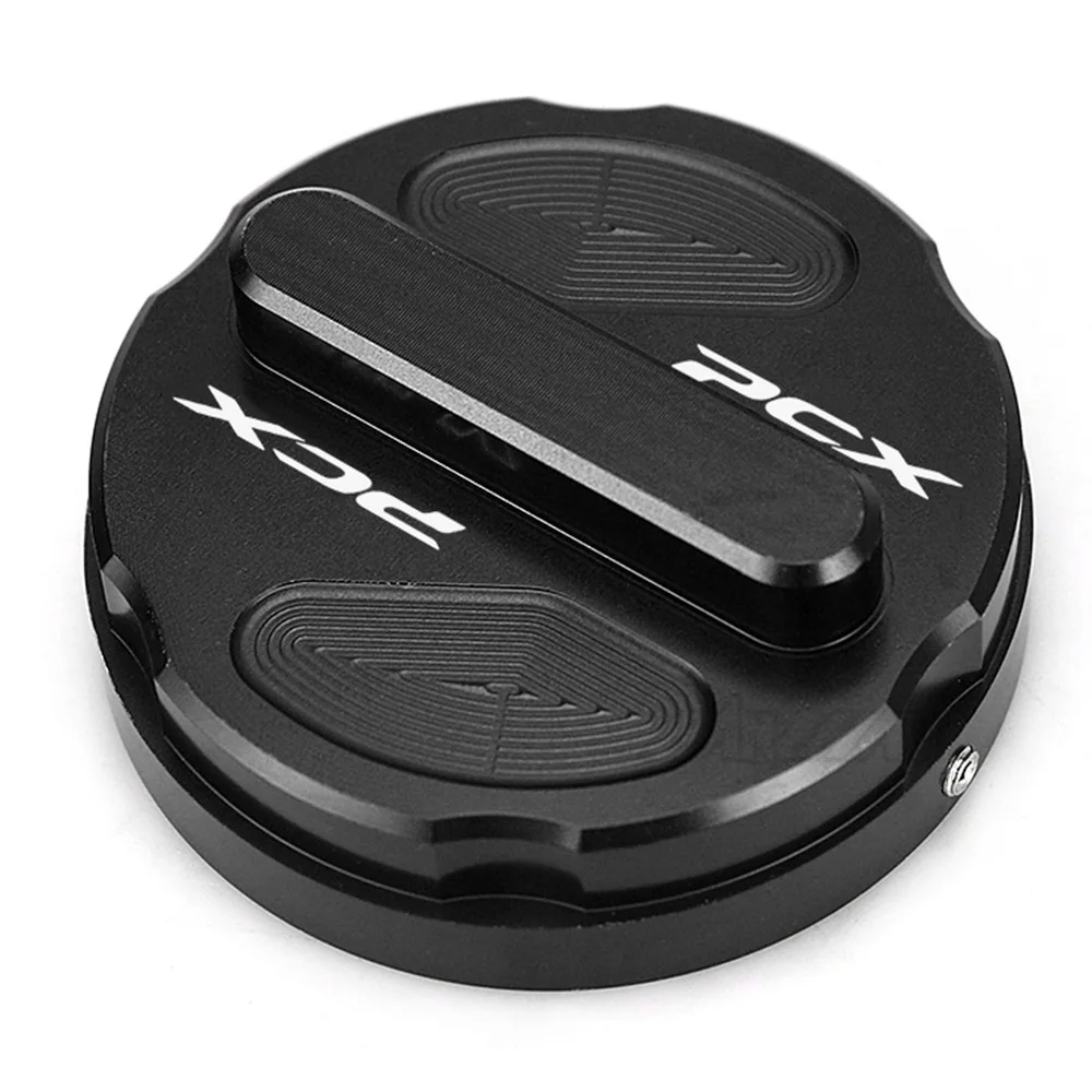 PCX cubierta de tanque de combustible de motocicleta tapa de caja de gasolina accesorios de aluminio CNC para Honda PCX 125 150 160 200 EV HP MPG PCX160-CBS 18-21: Negro