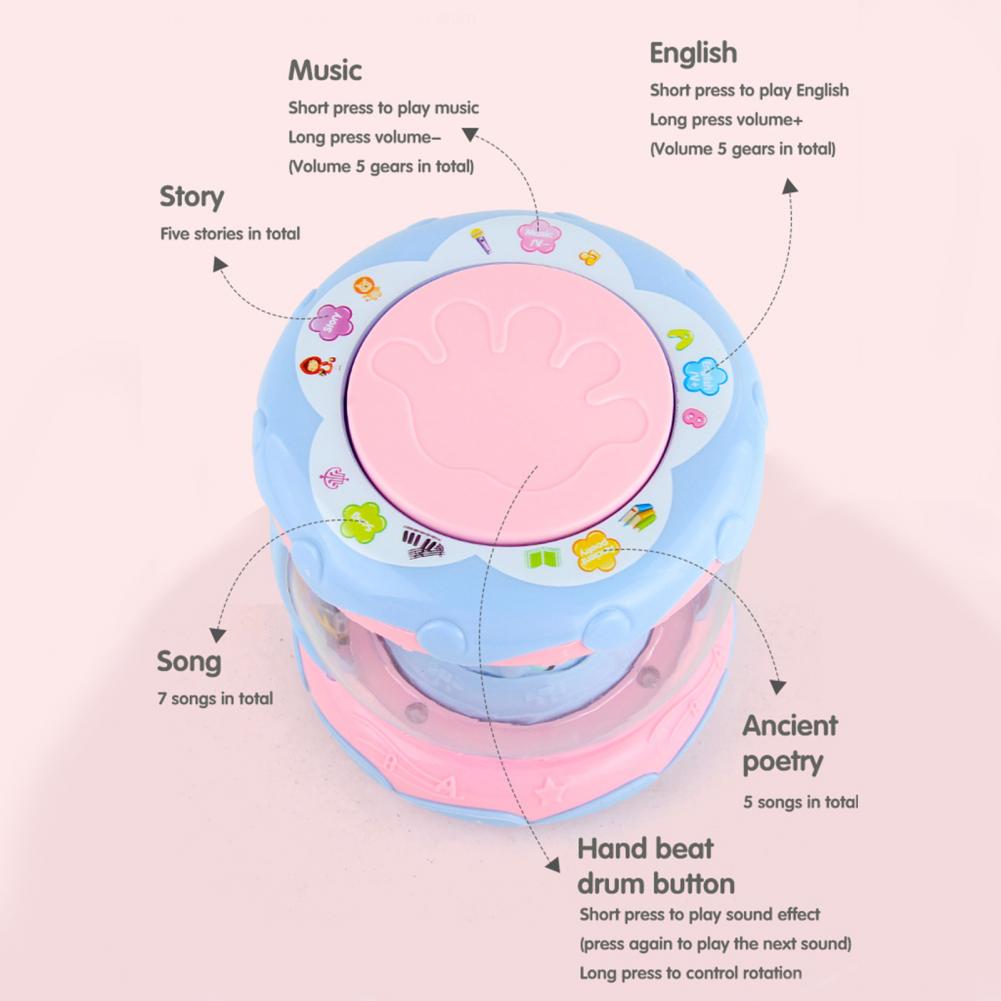Tamburo a mano educativo portatile carino proiezione 3D tamburo a mano per bambini