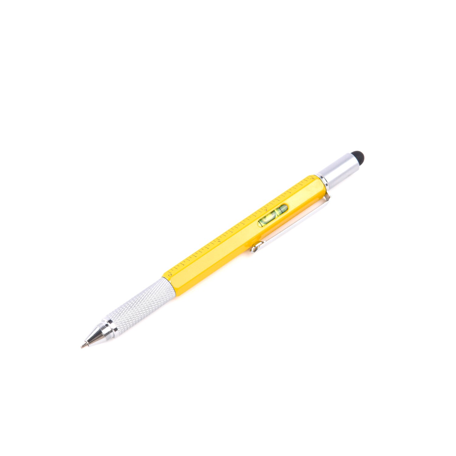7 In1 Multifunction Handheld Screwdriver Tool Ballpoint Pen Measure Technical Ruler Screwdriver Touch Screen Stylus Spirit Level: Yellow