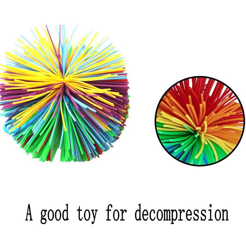 2PCS Baby Koosh Ball Silicone Skein Ball Rubber Hair Ball Baby Exercise Ball Rainbow Fidget Sensory Ball Anti-Stress Toys