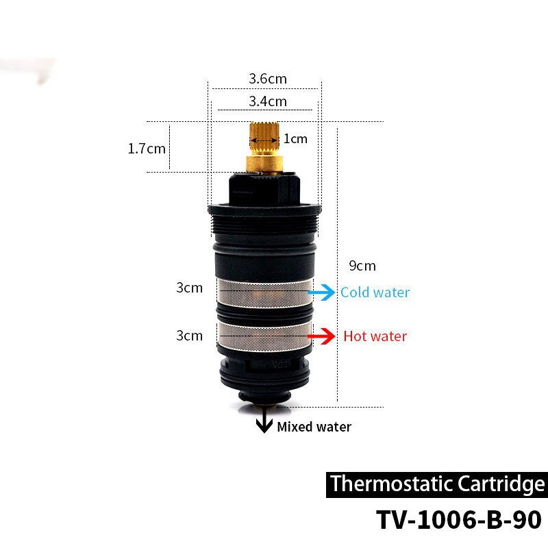 Solid Brass G 1/2" Thermostat Mixer Valve For Bathroom Shower Faucet Valve Replacement Thermostatic Valve Cartridage: FX-1006-B-90