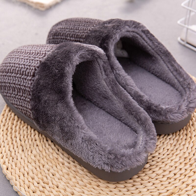 Herrtofflor inomhus hem plysch tofflor håller värmen halkfri vinter bomullstofflor för vuxna pantoufle homme xkd 8077