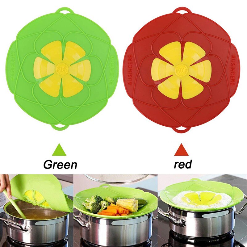 Spill Stopper Pot Lid Cover, Silicone Soup Boiled Anti-Spill Lids, FDA Free Boil Over Preventer Porridge Stopping Safeguards