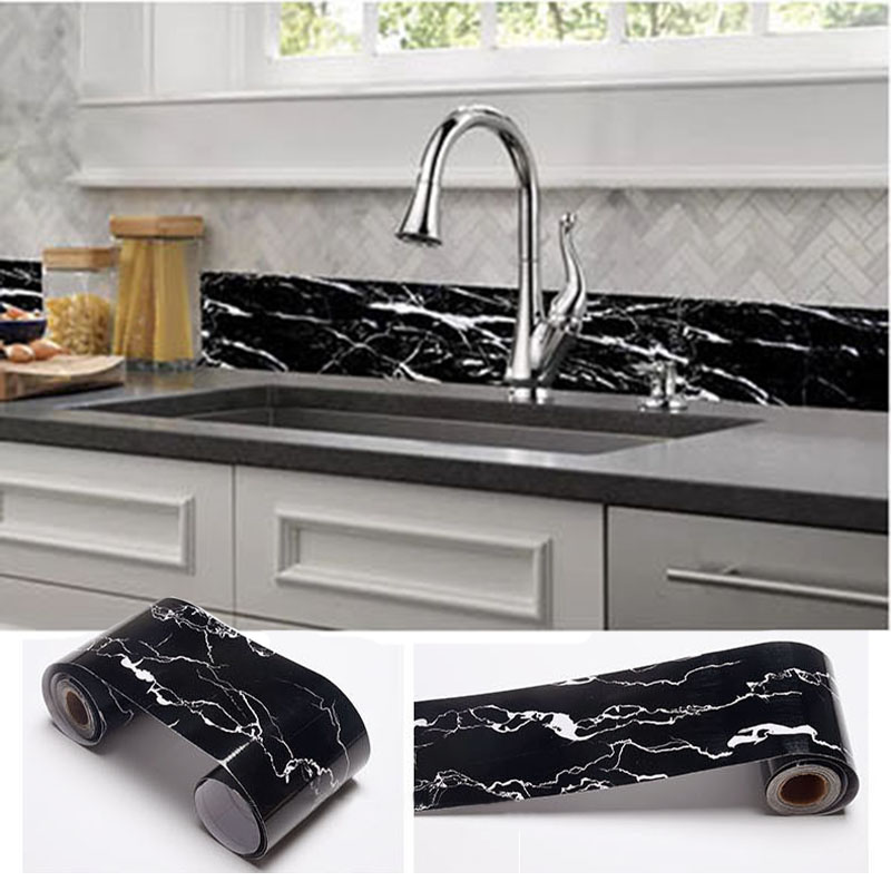 Self-Adhesive Wallpaper Borders 3D Marble Texture Luxury Home Decor Kitchen Bathroom Waterproof Removable Wall Stickers 3D Decal