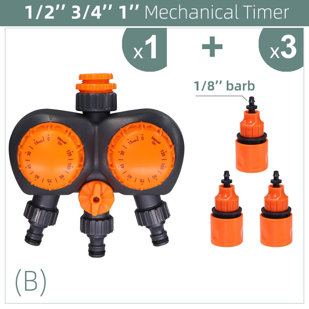 3-Way Double Controller Intelligent Mechanical Daily Water Timer Garden Water Irrigation for Outdoor Hose Drip Sprinklers Tool: B