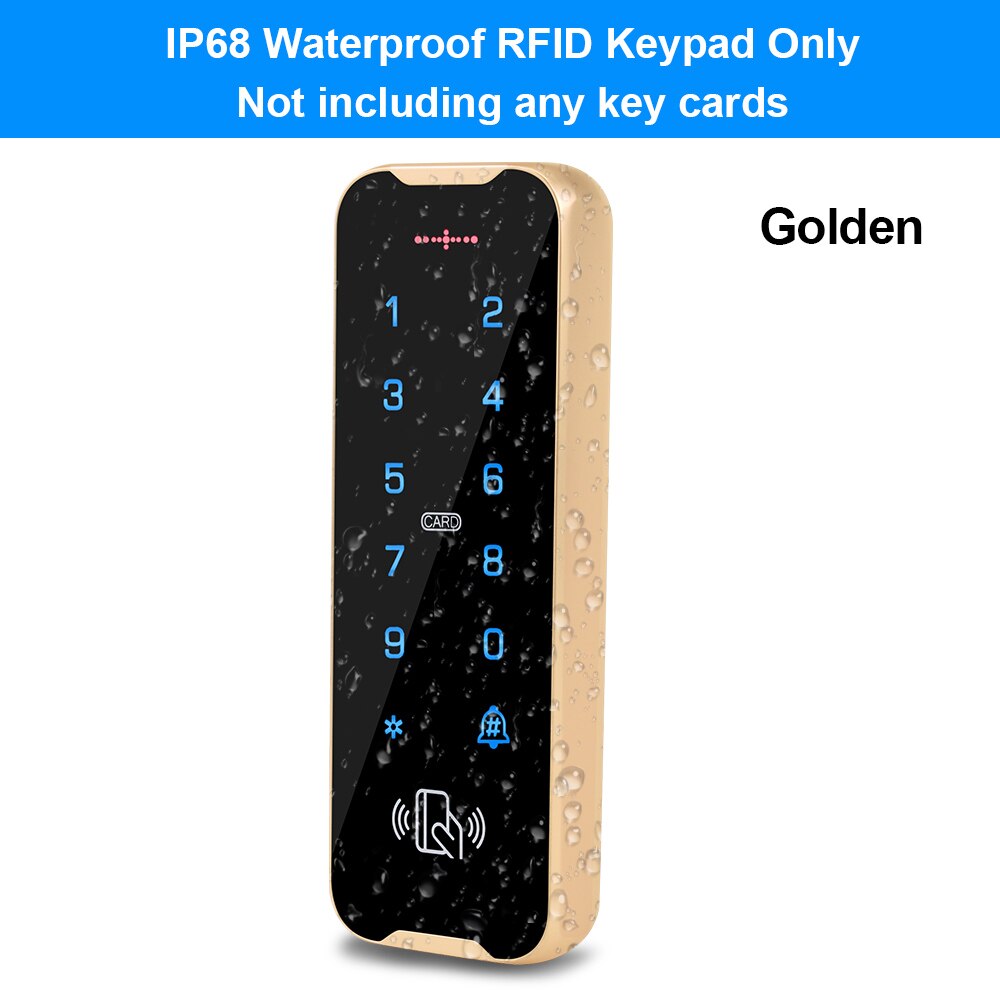 Outdoor Waterproof Access Control Keypad RFID Keyboard System 125KHz Card Reader Metal Touch Controller Wiegand26/34 Doorbell: Golden Keypad ONLY