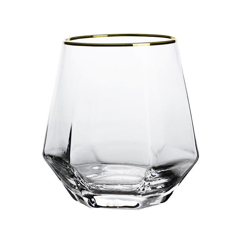 Copas De vino De japonesas De colores geométricos, vasos creativos De Cristal con borde dorado, vasos De vidrio Juic Wisky, vasos De Cristal De Lujo: Gold rim