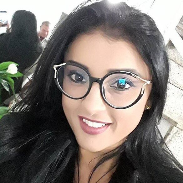 Monturas redondas huecas de Metal para mujer, gafas ópticas de de , Ojo de gato, , 45103