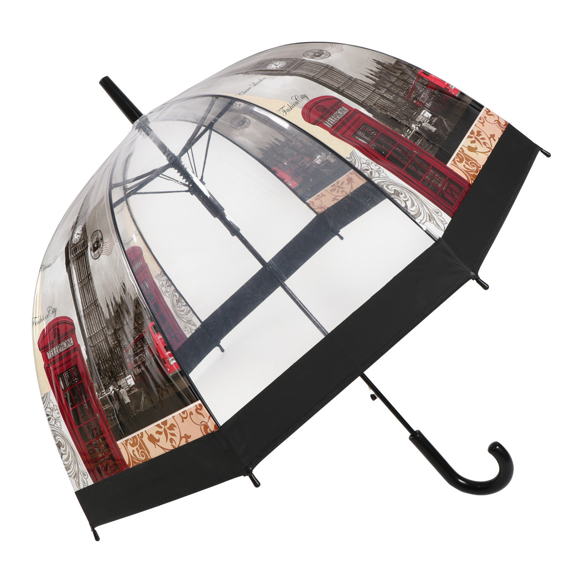 Europæisk stil paraply bygning gadeudsigt gennemsigtig paraply miljøvenlig fortykket apollo fuglbur paraply