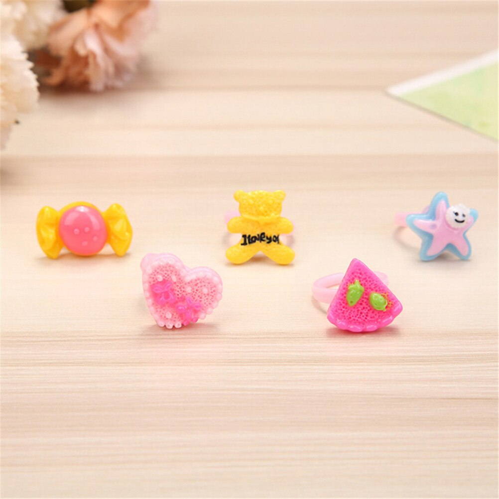 10Pcs/lot Mixed Cartoon Children/Kids Resin Rings Jewelry 3D Ring Jewelry Dia 1.8cm
