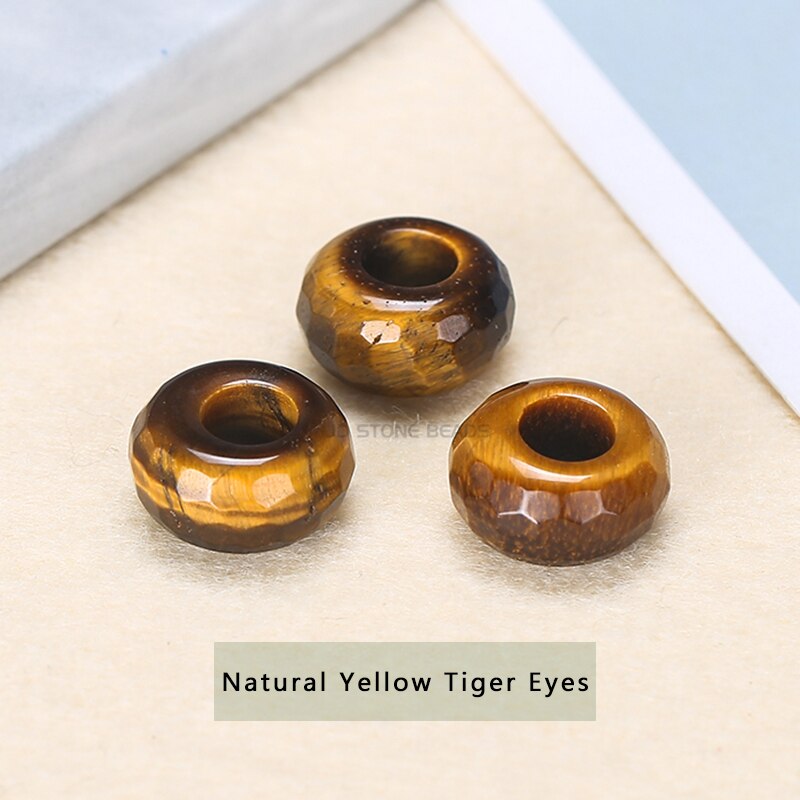 10 pz/lotto sfaccettato naturale grande foro agata perline abaco pietra naturale dimensioni 13x7mm per la creazione di gioielli collana foro 6mm all'ingrosso: Natural Tiger Eyes