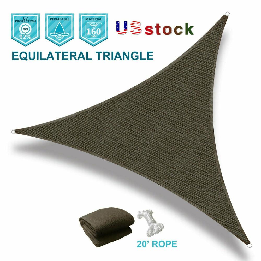 New160 GSM Equilateral Triangle Sun Shade Sail Outdoor Garden Pool Canopy Cover: Brown