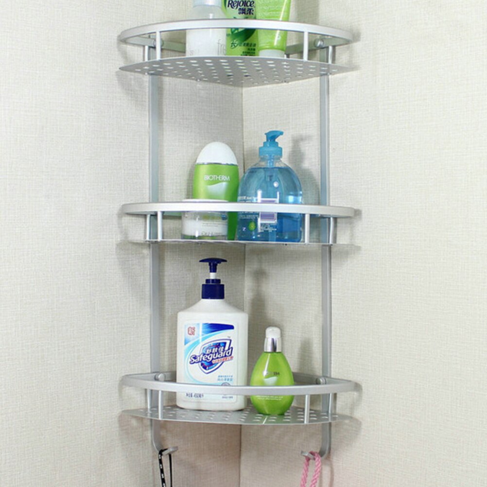 Aluminium Badkamer Plank 1/3Tiers Bad Douche Plank Bad Shampoo Houder Mand Houder Hoekplank Chrome Badkamer produc