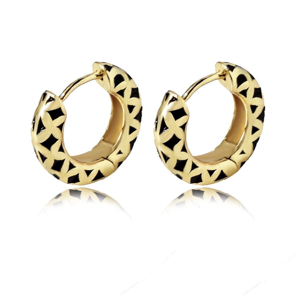 Black Enamel Small Hoop Earrings for Women Huggie Earrings Simple Jewelry Daily Wear Jewelry