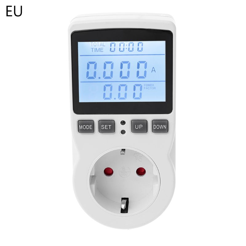 Digital effektmåler stikkontakt eu-stik energimåler strøm spænding watt elektricitetsmåling skærm monitor analysator ele