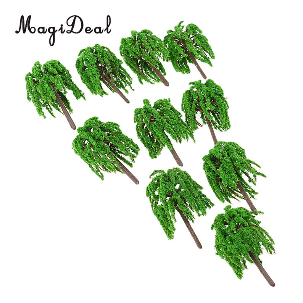 10Pcs/Lot 1/150 Model Trees Train Railroad Railway Diorama Wargame Park Village Countryside Scenery N Scale 63mm