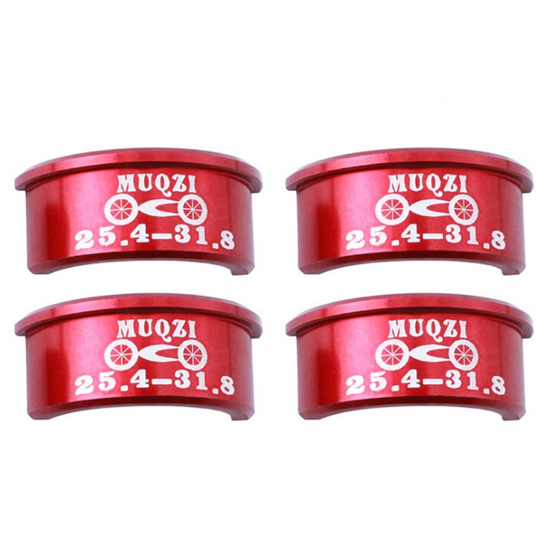 4 stuks fietsstuur conversiebladen 25.4 to 31.8 mm installatie opening afstelling transformator mtb racefiets fixed gear: Rood