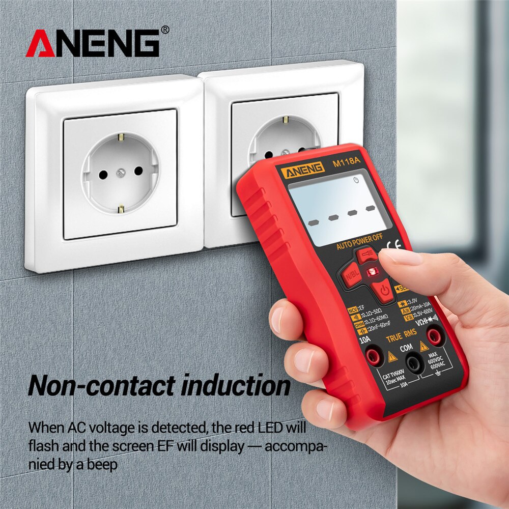 M118A Auto Ranging Digital Multimeter High-Accuracy TRMS 6000 Counts Voltage Current Ohm Capacitance Diode Multi Tester
